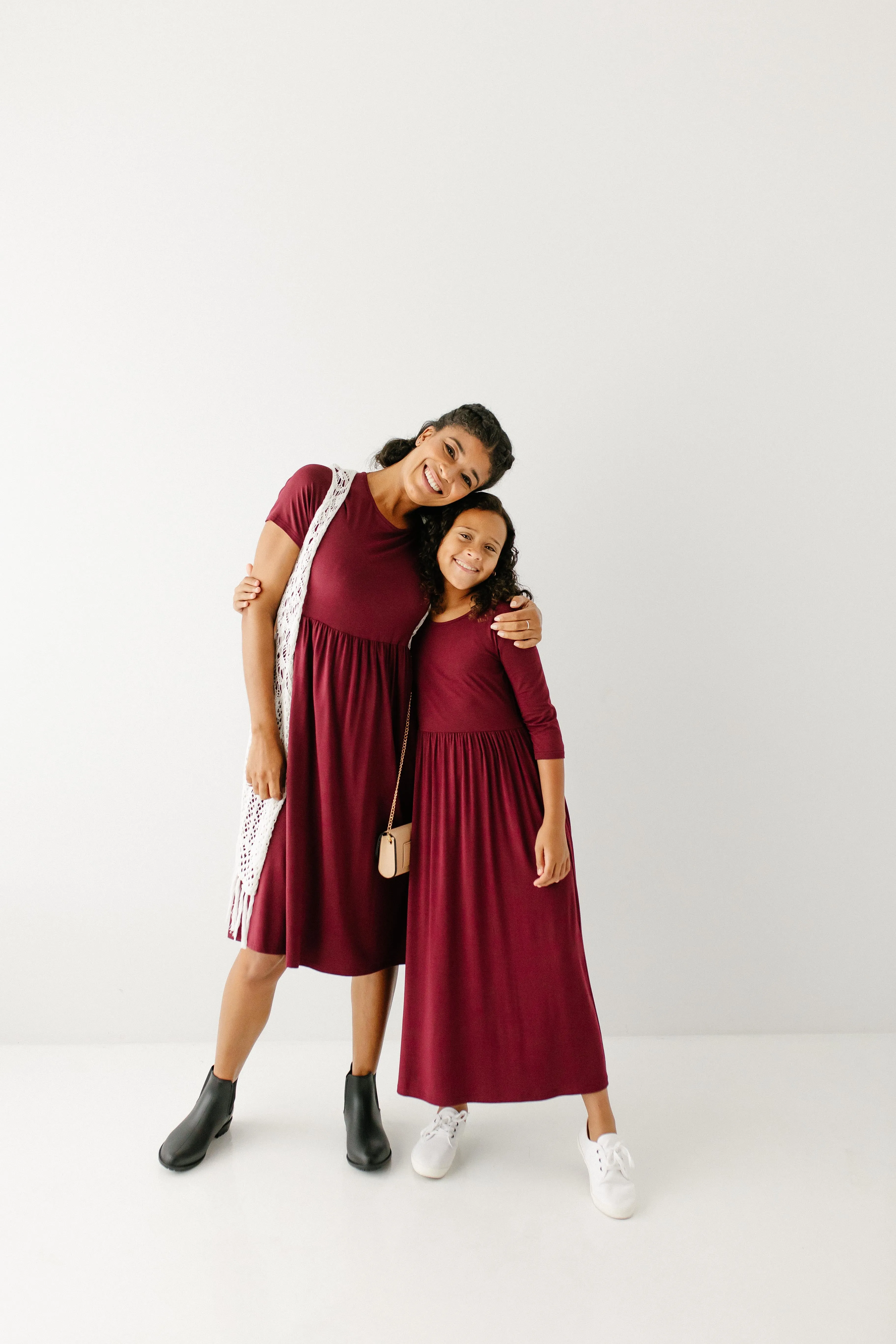 'Abigail' Girl Bamboo Blend Maxi Dress in Burgundy FINAL SALE