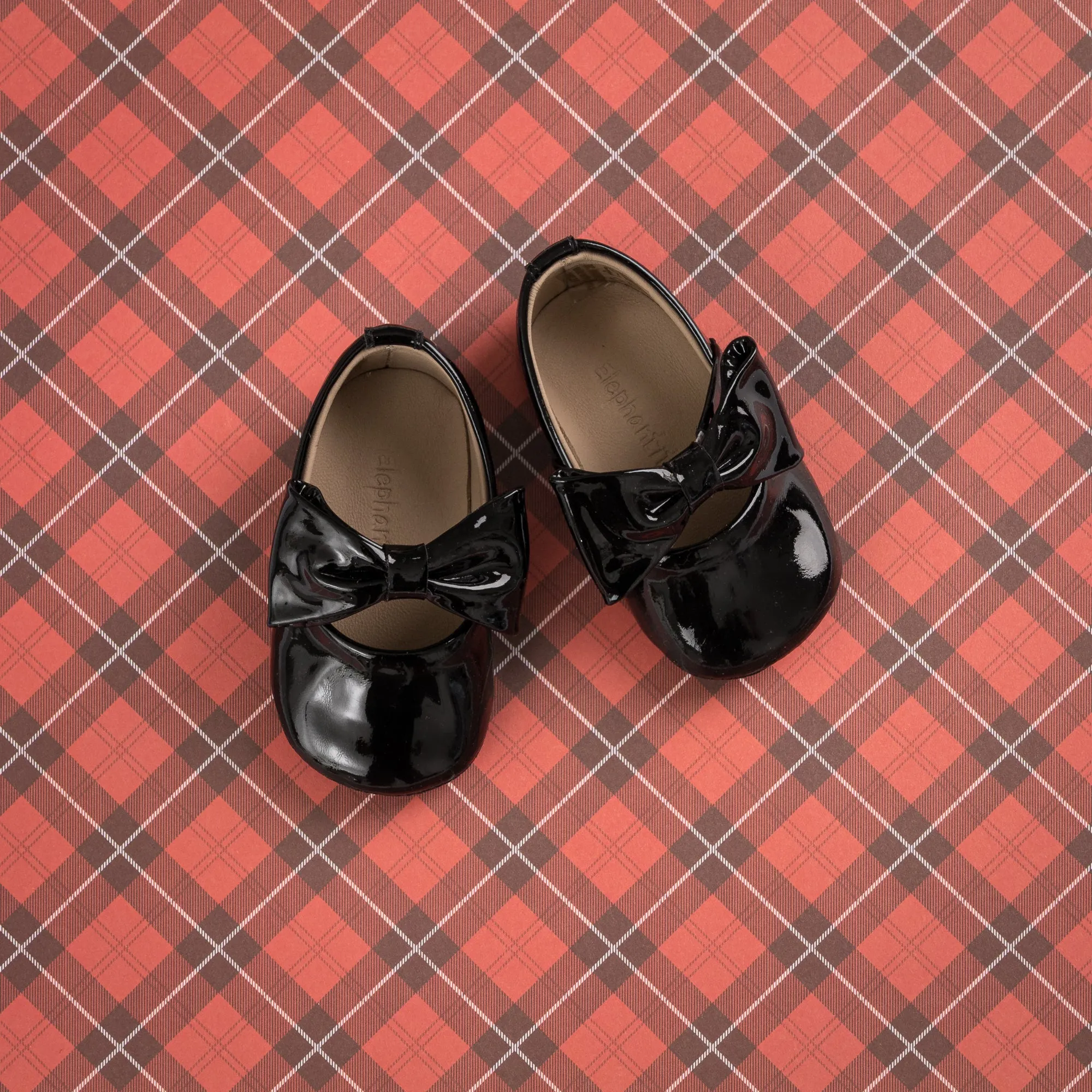 Baby Ballerina with Bow Patent Black