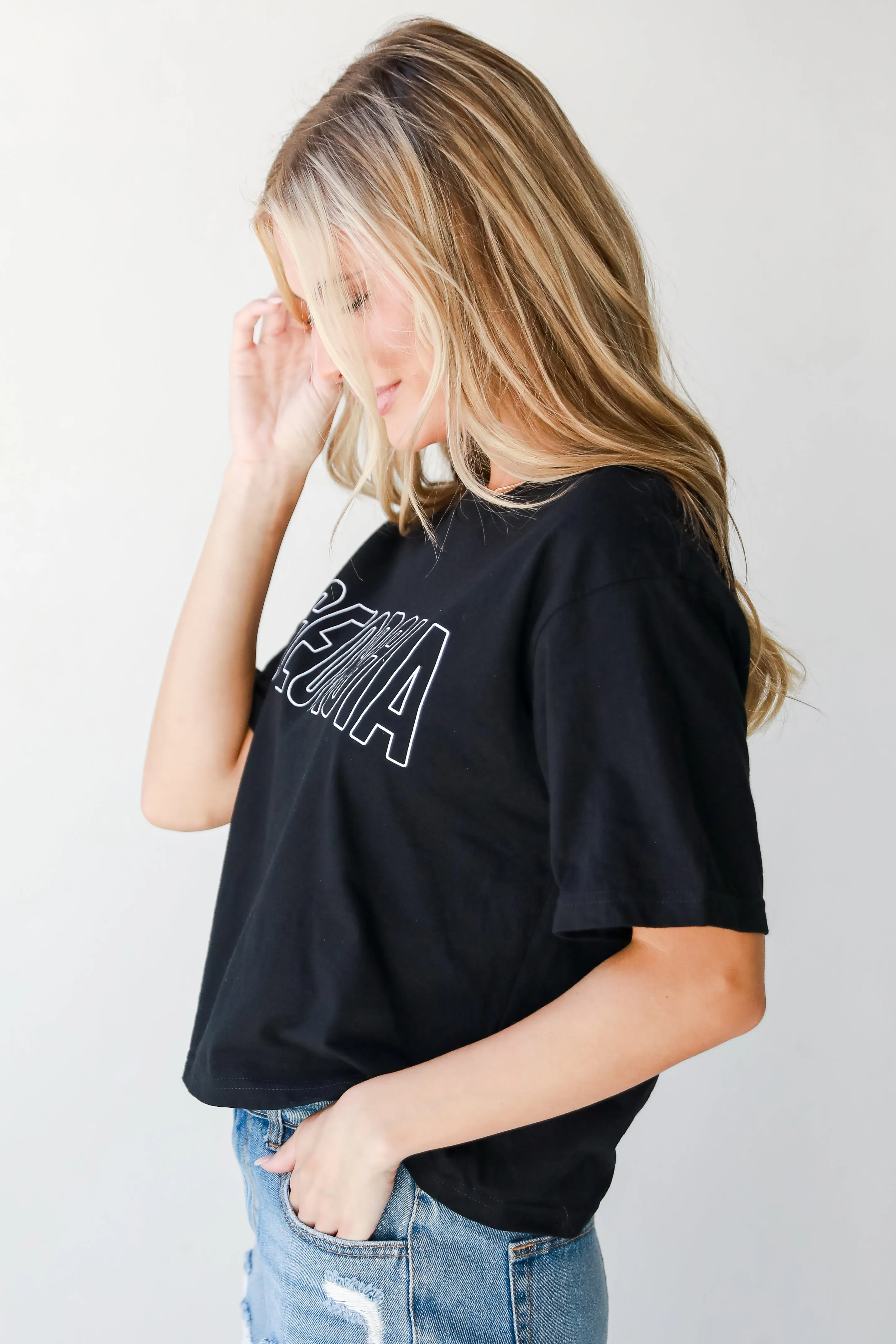 Black Georgia Block Letter Cropped Tee