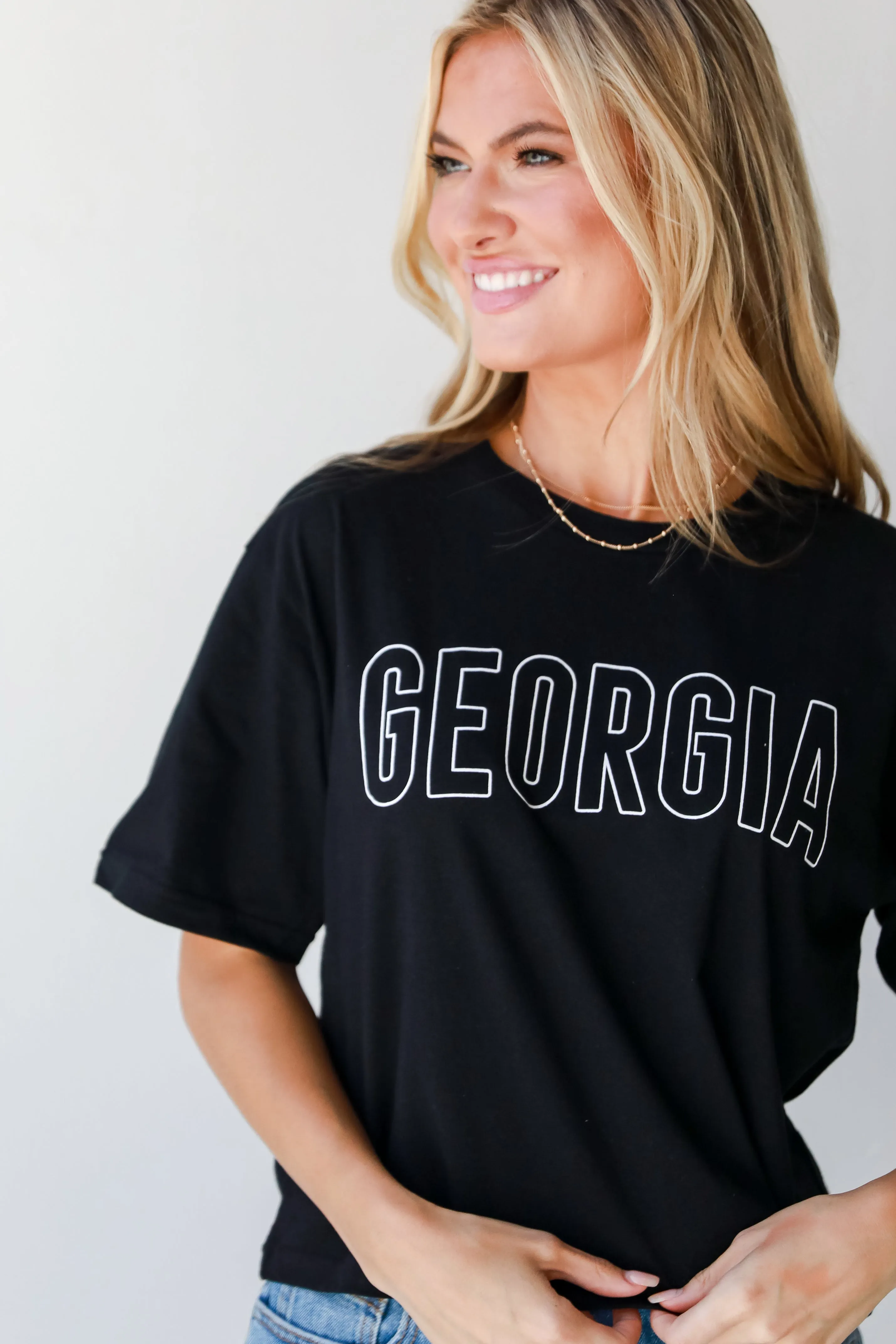 Black Georgia Block Letter Cropped Tee