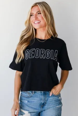 Black Georgia Block Letter Cropped Tee