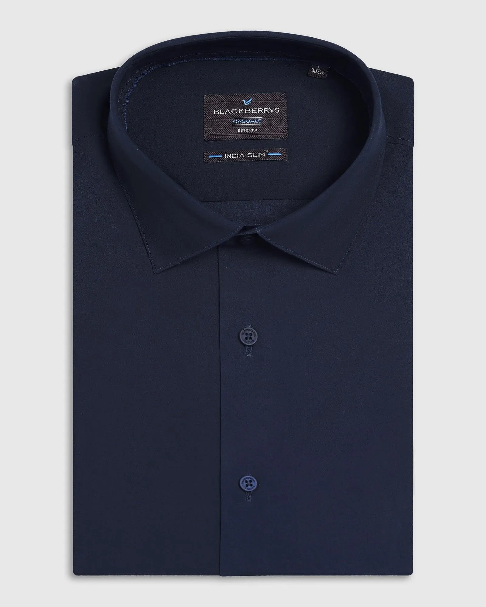 Casual Navy Solid Shirt - Lujo