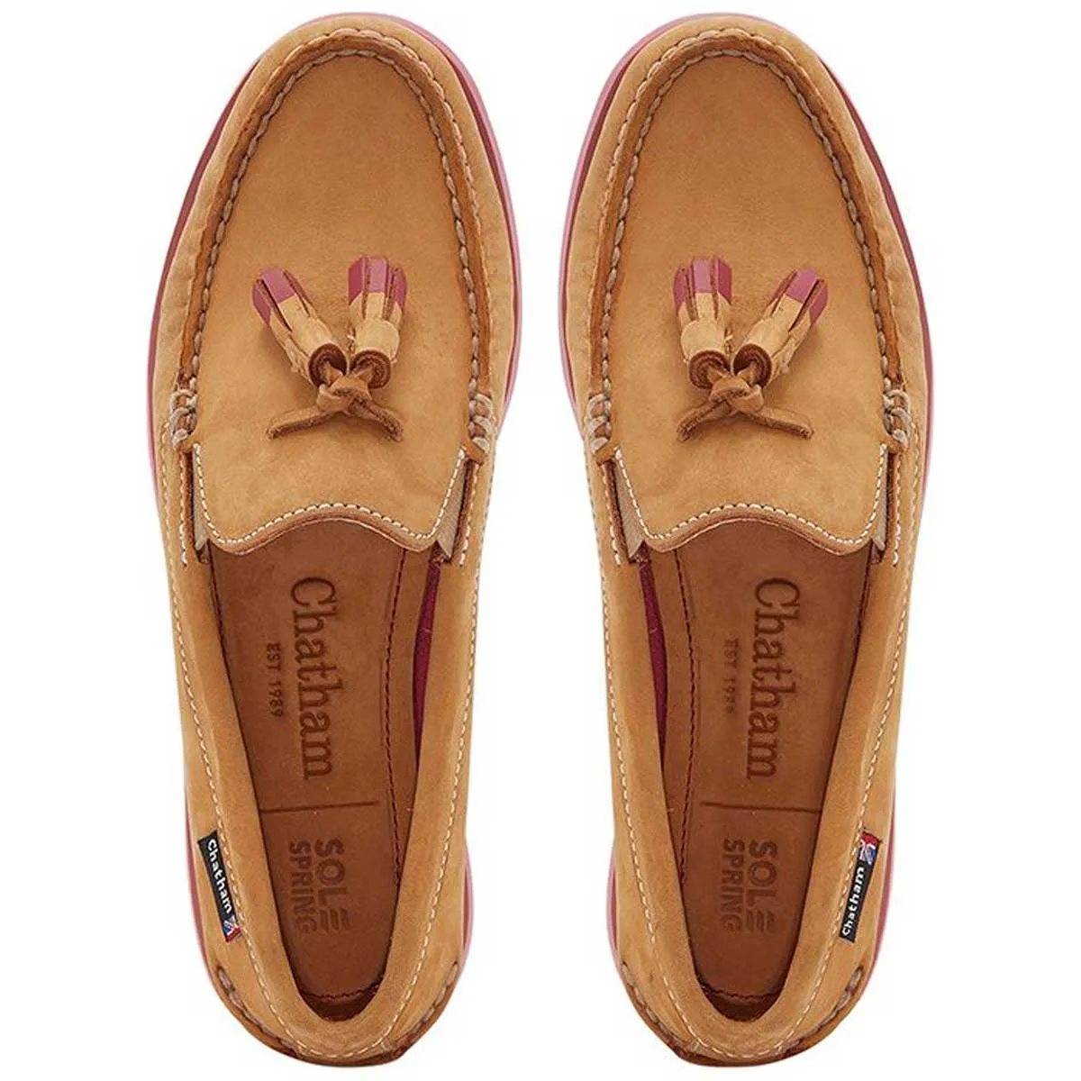 CHATHAM Crete G2 Leather Tassel Loafers - Women's - Tan / Pink