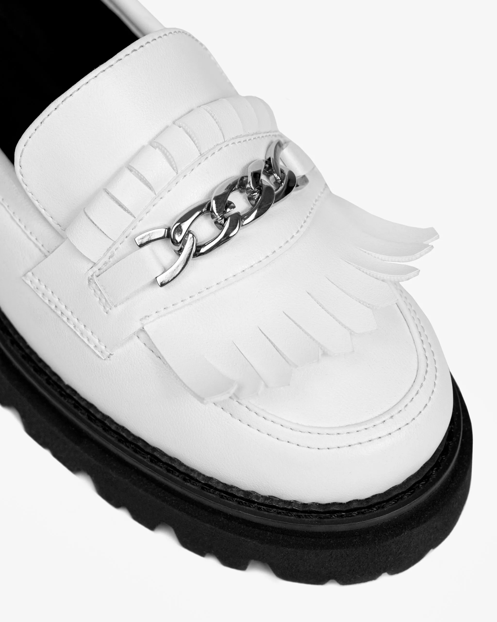 Chunky Loafers Grape Leather Loafers White