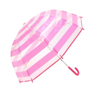 Clear Umbrella With Fuchsia Stripes