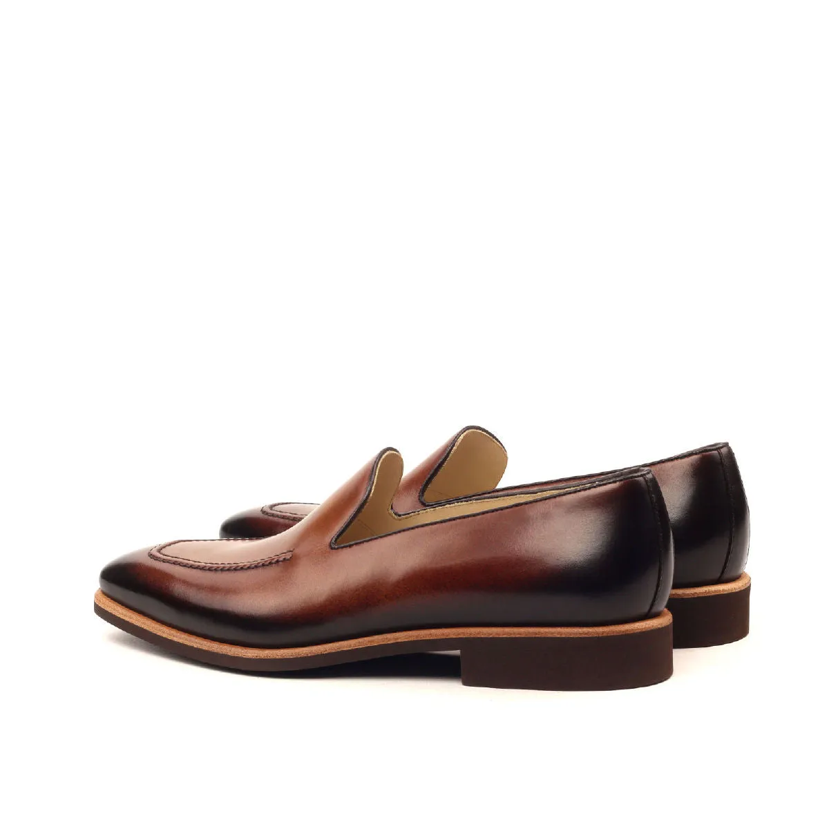 DapperFam Luciano in Dark Brown / Med Brown Men's Italian Leather Loafer