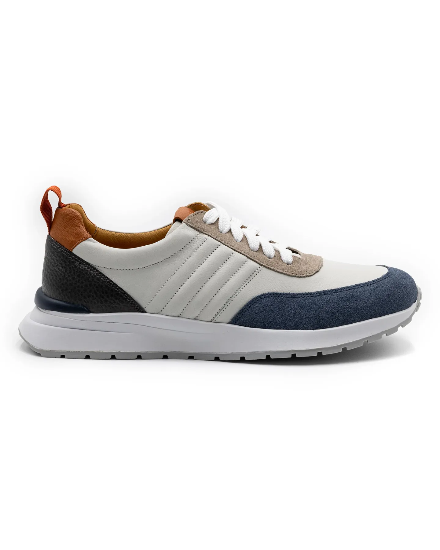 DAWSON GLOVE LEATHER SNEAKER - WHITE/MARINE