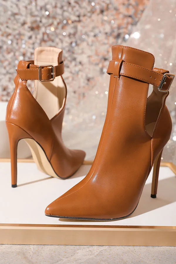 Elegant Buckled Cutout Ankle Boots