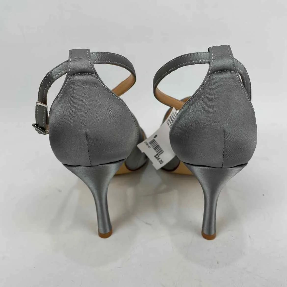 Elegant Park Women Size 9 Silver Color Cloth Open Toe Evening Heels