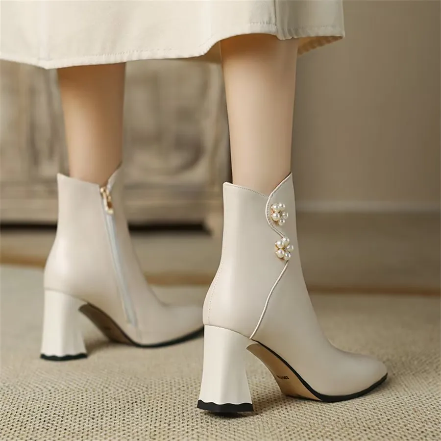 Elegant Zipper Pointed Toe Quilted High Heel Boots