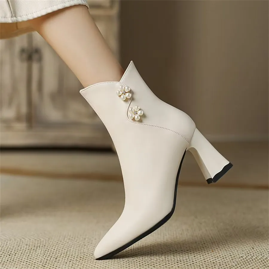 Elegant Zipper Pointed Toe Quilted High Heel Boots