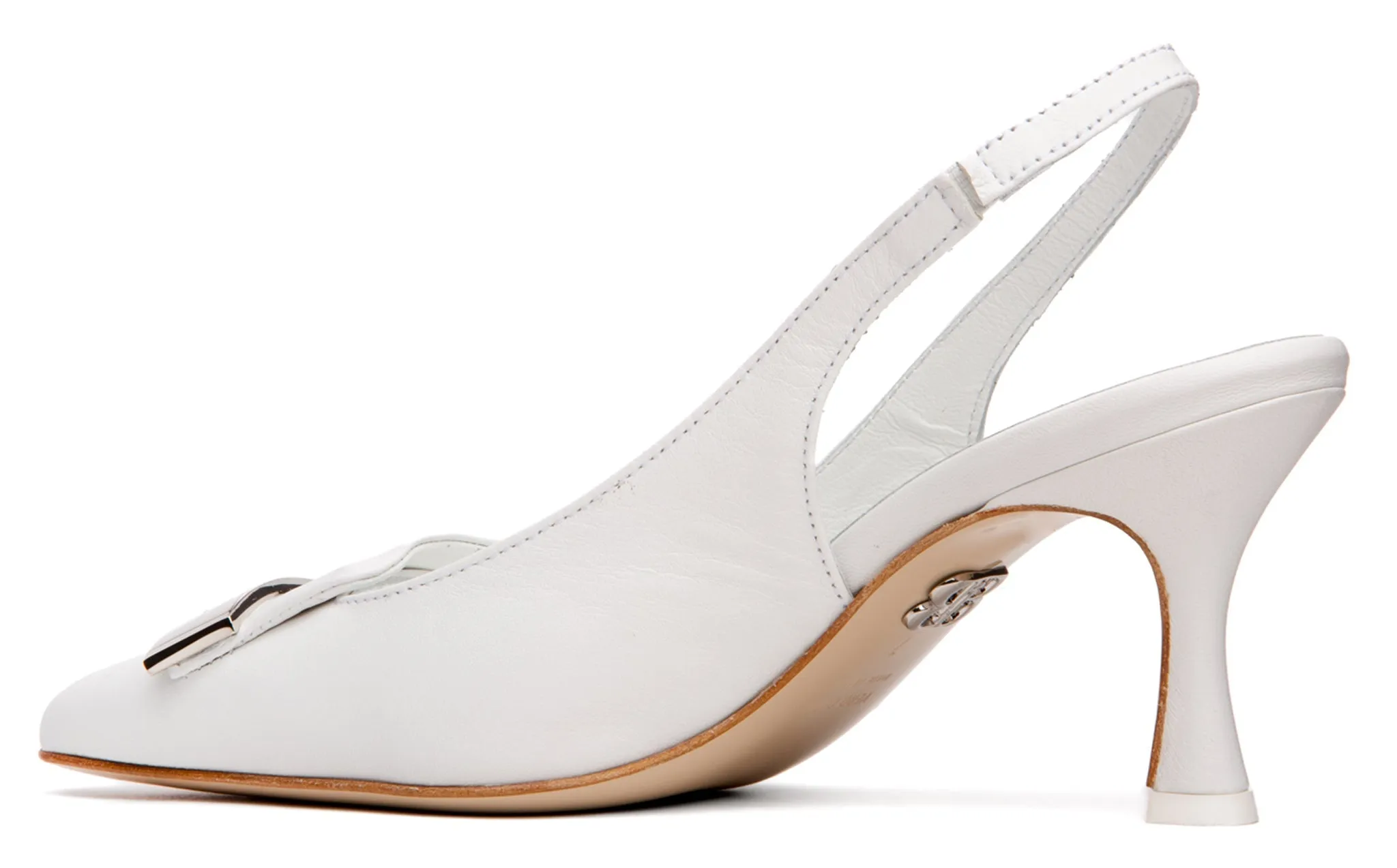 Fiona White Leather Slingback