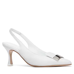 Fiona White Leather Slingback