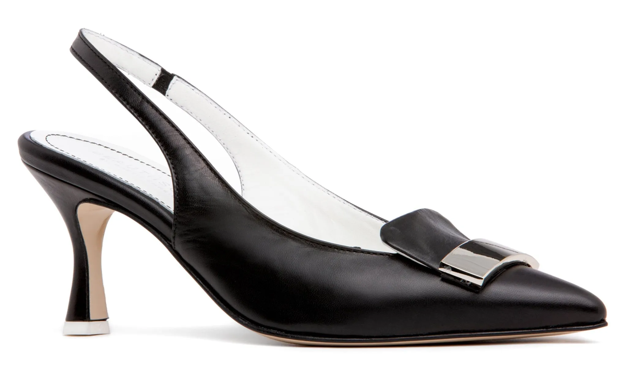 Fiona White Leather Slingback