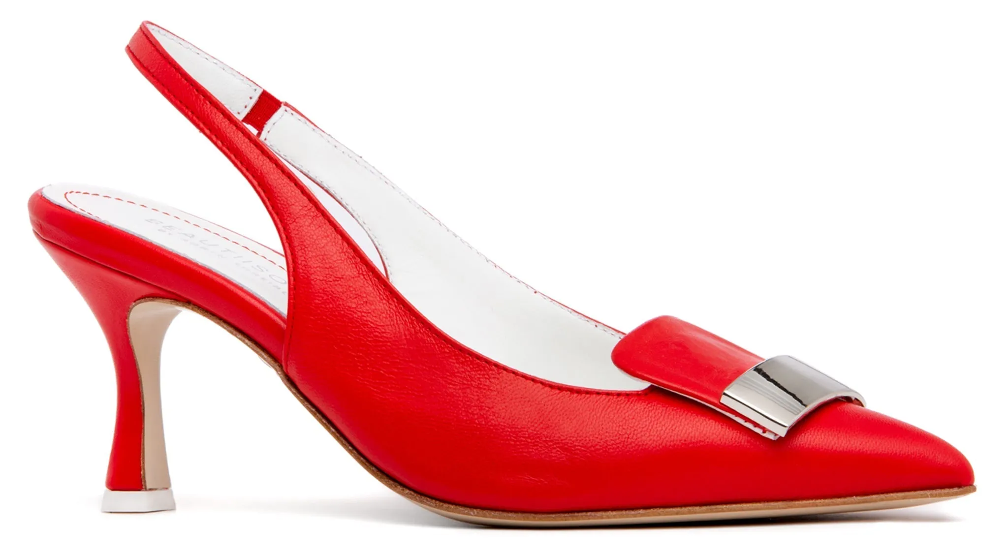 Fiona White Leather Slingback