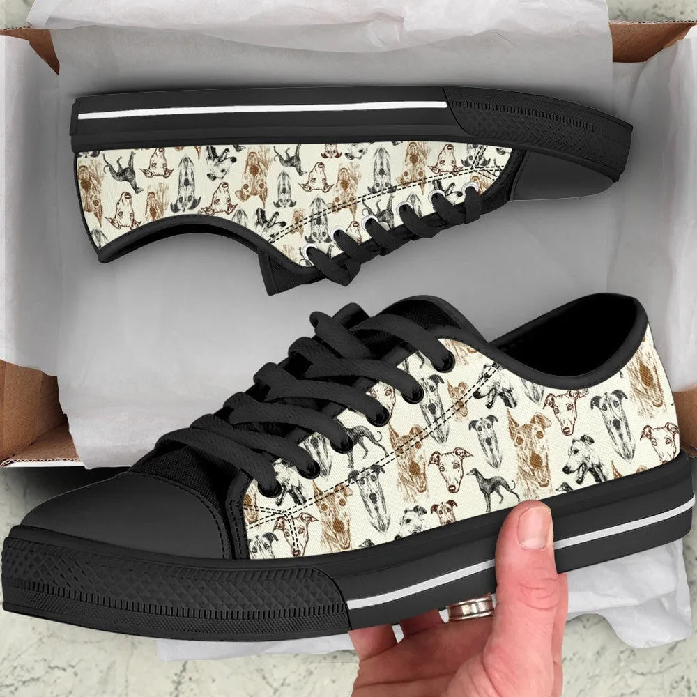 Greyhound Low Top Shoes - Lowtop Casual Shoes Gift For Adults, Dog Printed Shoes, Canvas Shoes For Men, Women