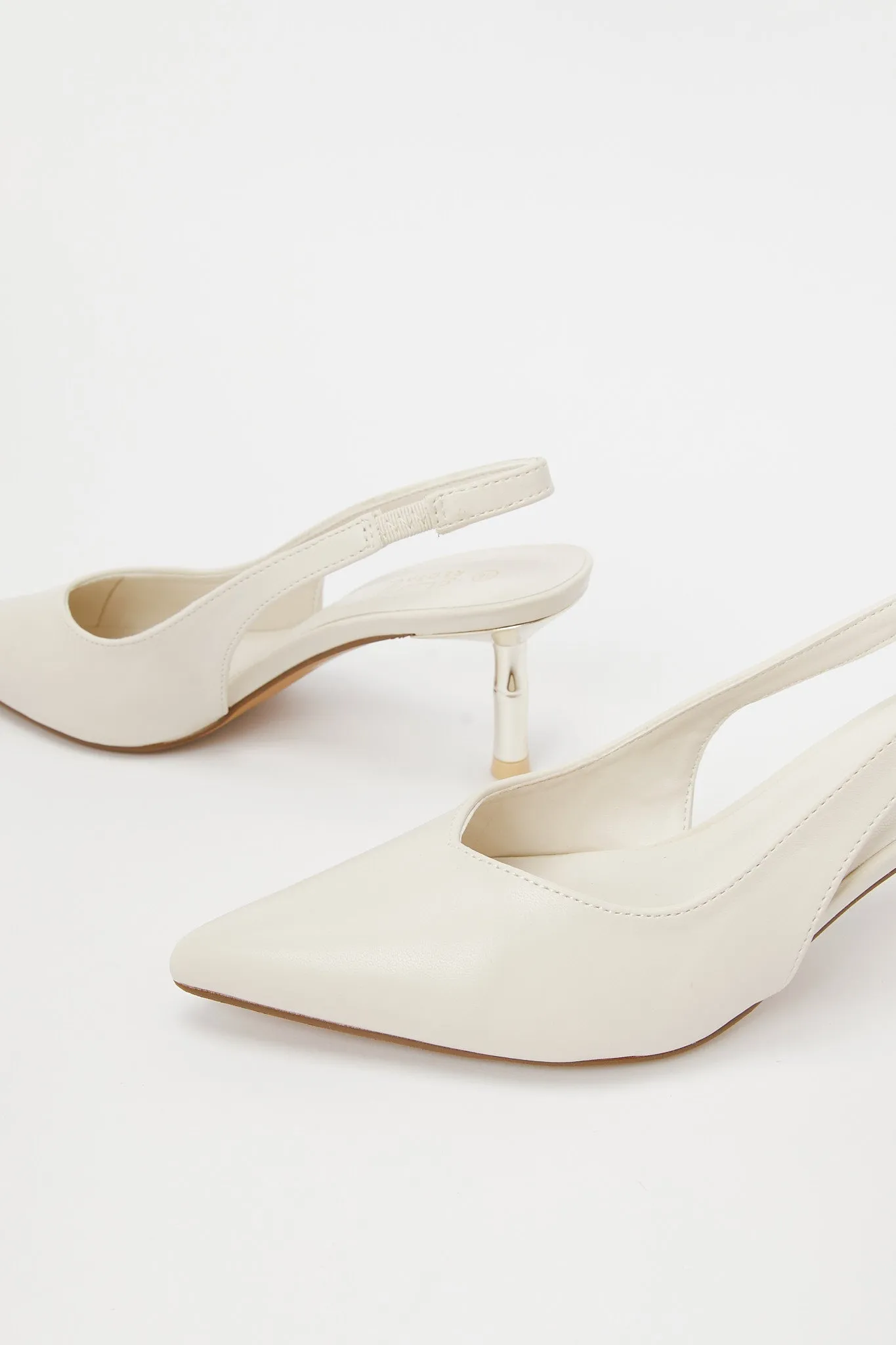 Ivory Slingback With Gold Heel