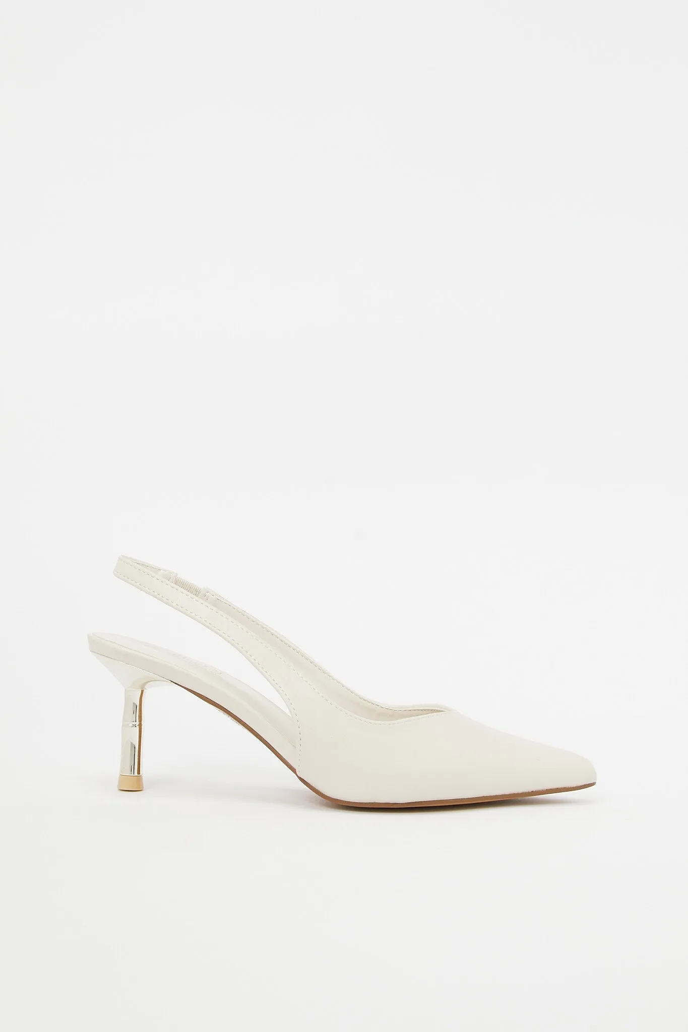 Ivory Slingback With Gold Heel