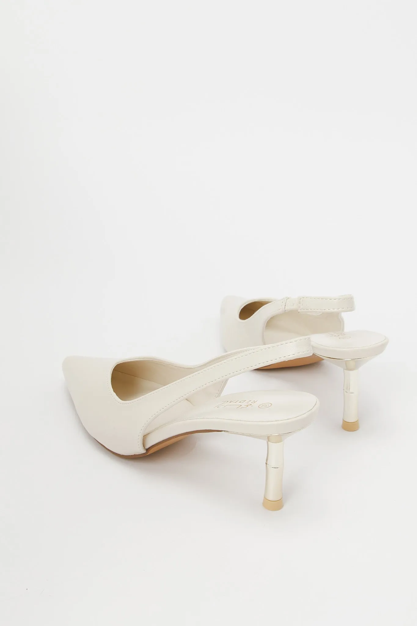 Ivory Slingback With Gold Heel