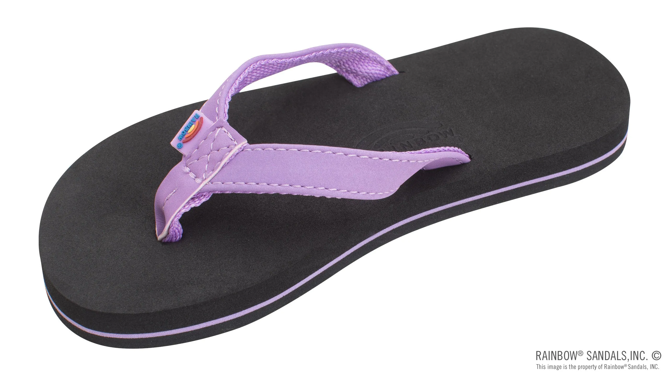 Kids Grombow - Soft Rubber Top Sole with 1/2" Narrow Strap and Pin line in Purple