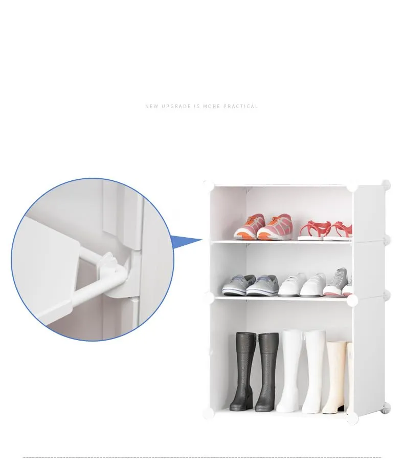 Kuber Industries Pack of 4 Shoes Cabinet | 6-Tier Foldable Shoe Rack Organizer for Closet | Plastic Shoe Shelf Collapsible Shoes Storage Box | Easy Assembly Shoe Cabinet with Lids | JL1C6TWH | White