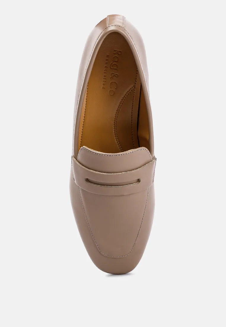 LILIANA Taupe Classic Leather Penny Loafers