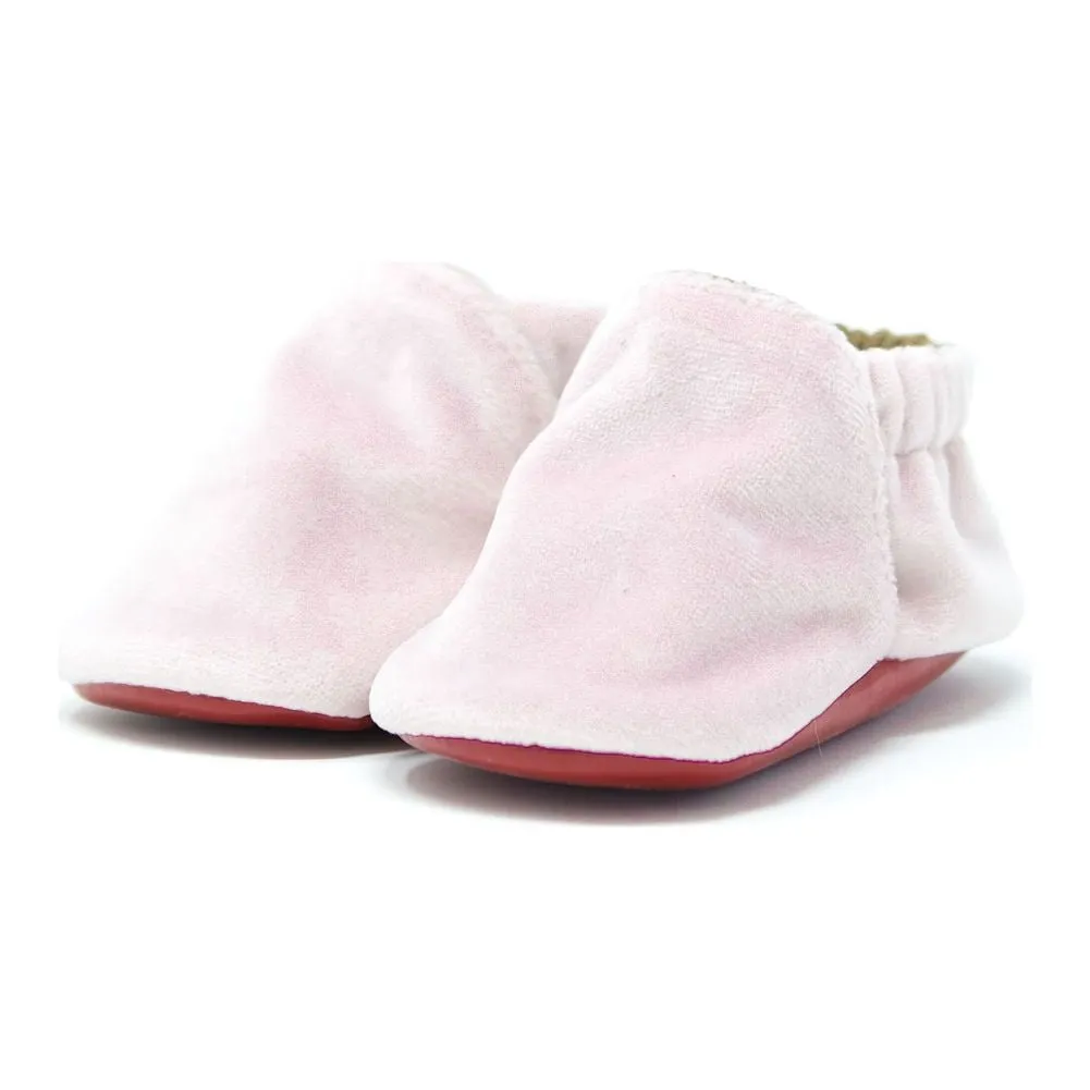 Little Grapefruit Blush Baby Velvet Crib Shoes