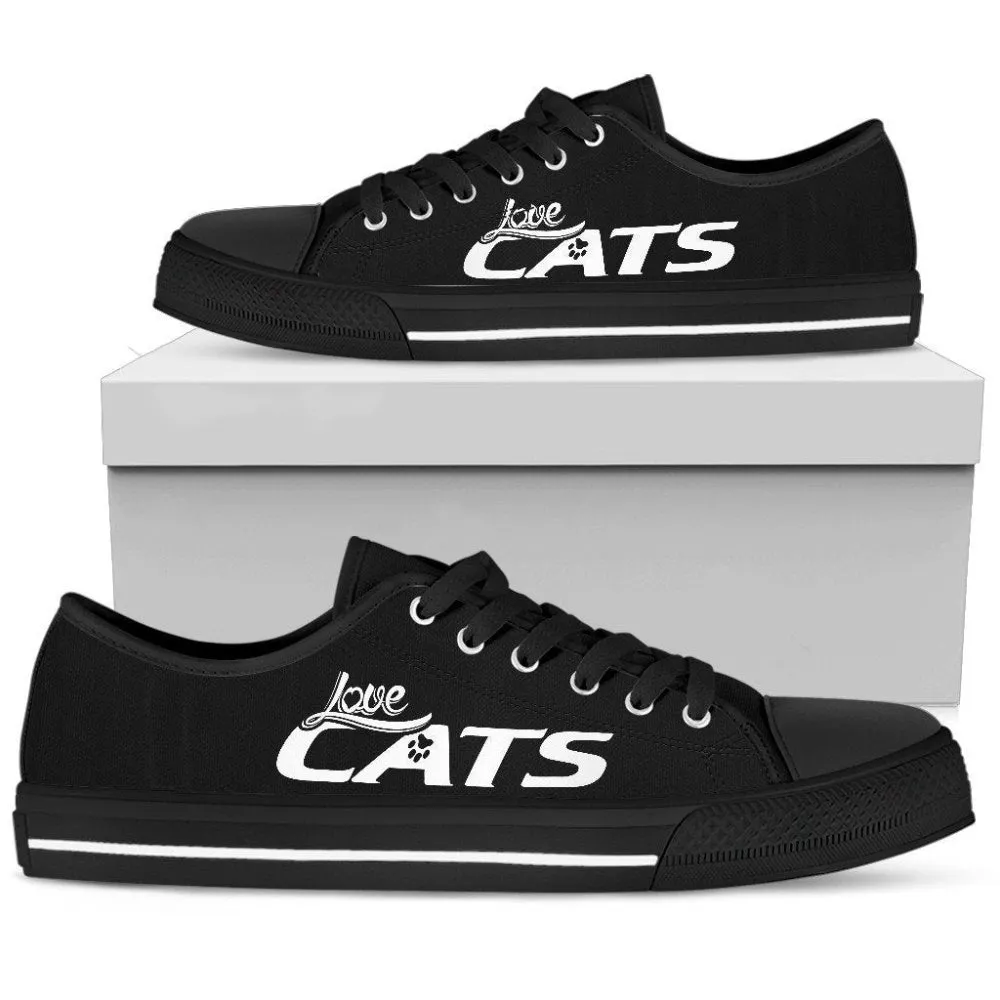 Love Cats Black Women'S Low Top Shoe - Comfortable And Trendy Footwear, Cat Canvas Shoes