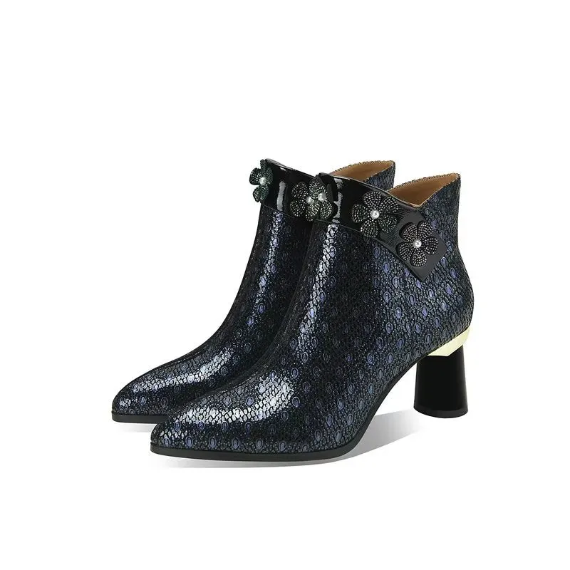 LuxeLeather Exotic Winter Ankle Boots