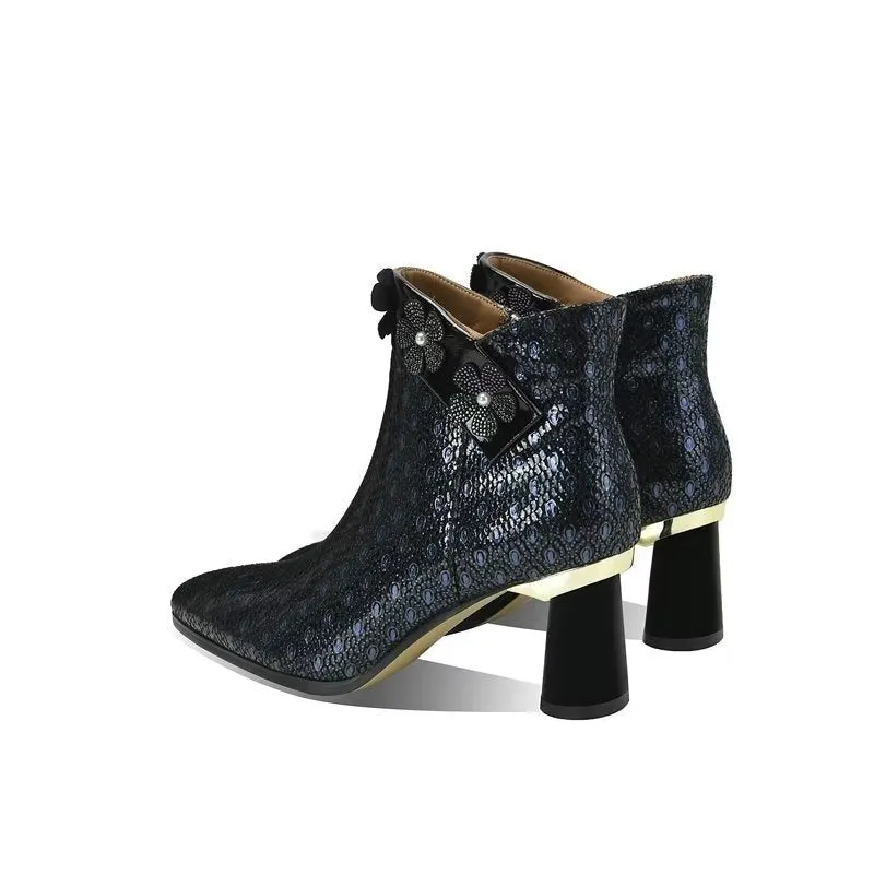 LuxeLeather Exotic Winter Ankle Boots