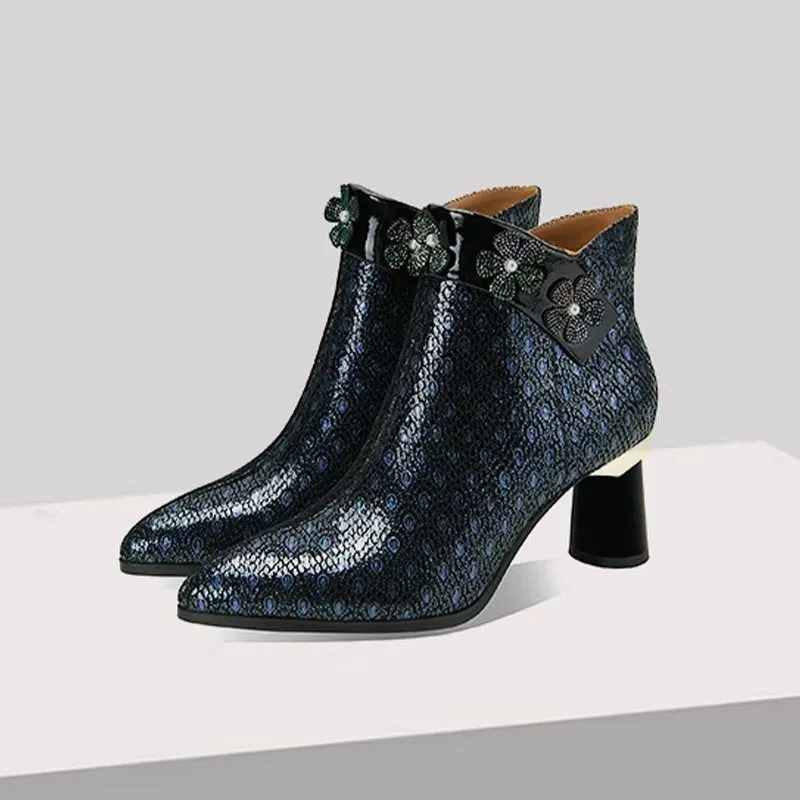 LuxeLeather Exotic Winter Ankle Boots