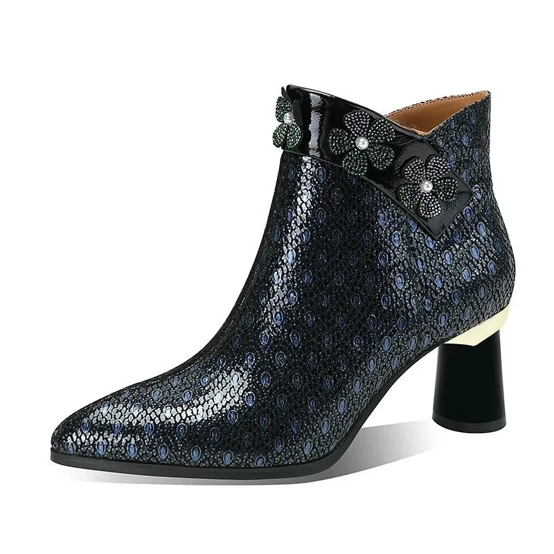 LuxeLeather Exotic Winter Ankle Boots