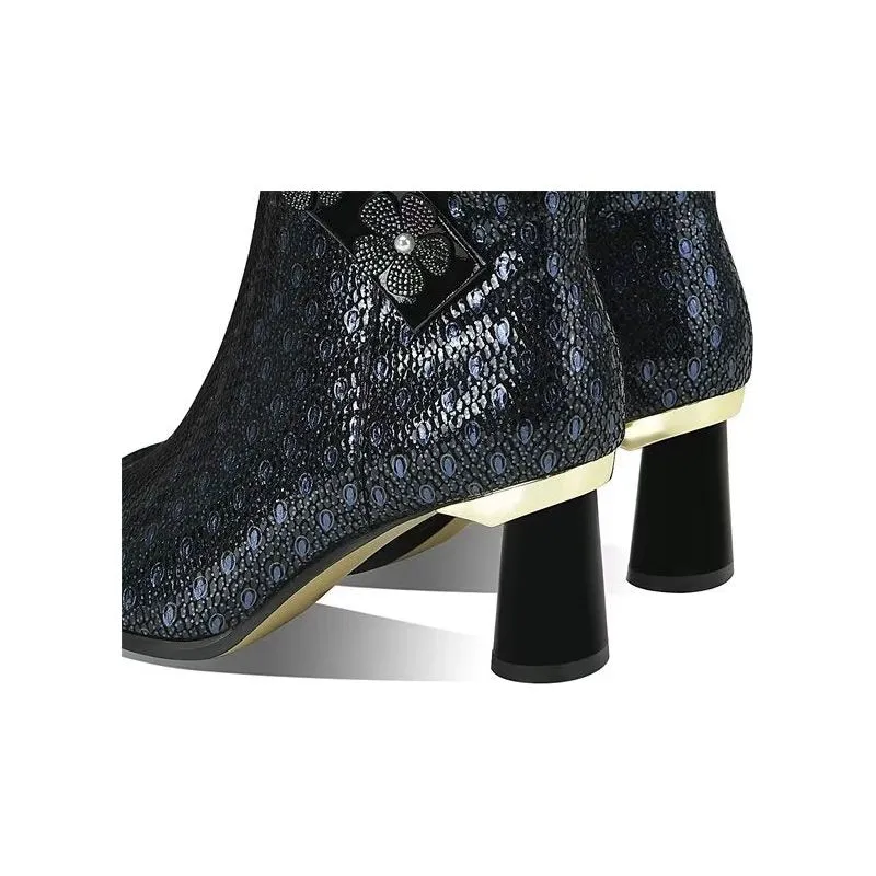 LuxeLeather Exotic Winter Ankle Boots