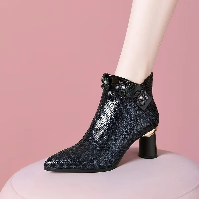 LuxeLeather Exotic Winter Ankle Boots