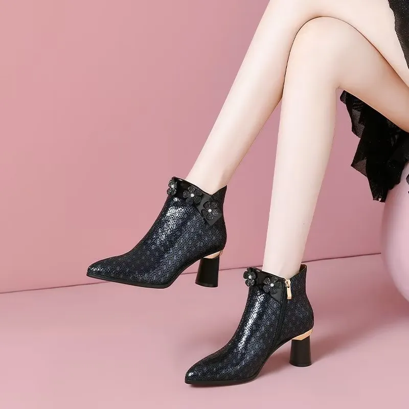 LuxeLeather Exotic Winter Ankle Boots