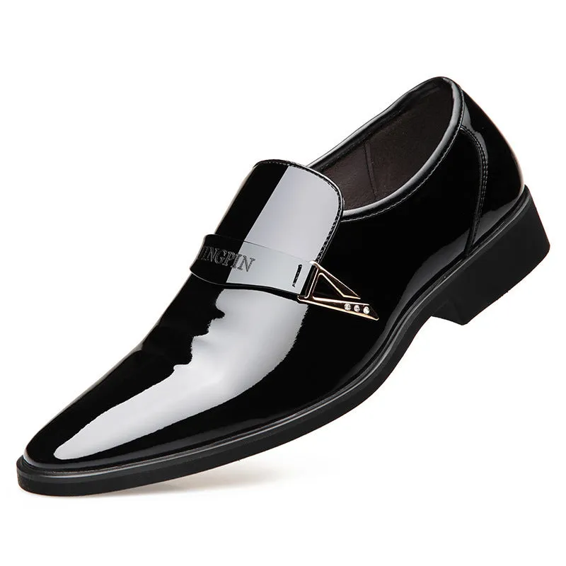 Men's Business Pointed Toe Breathable Patent Leather Shoes