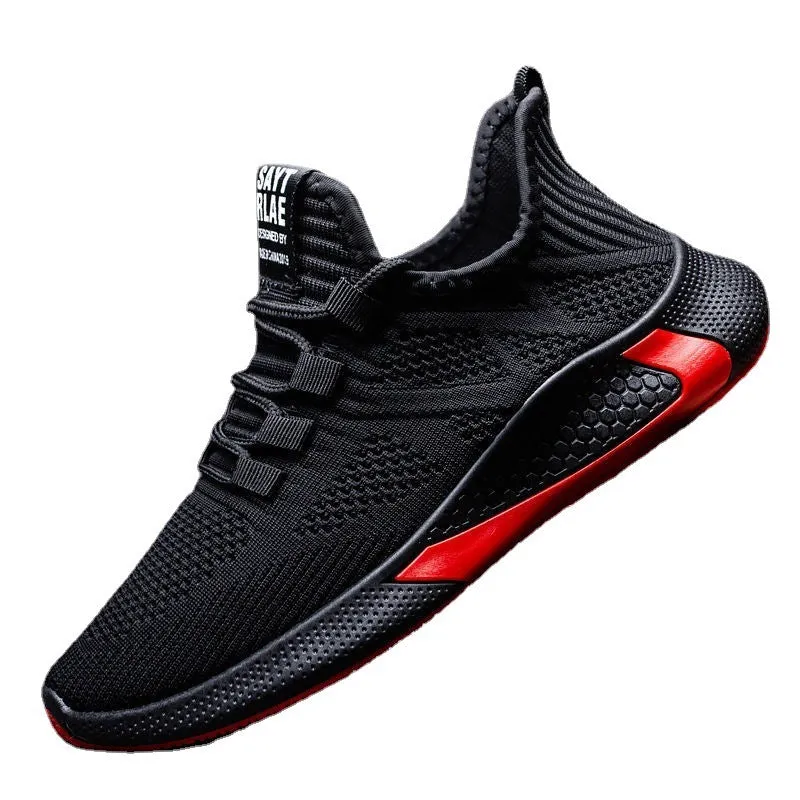 Men's Lace Up Casual Men's Shoes Fly Woven Mesh Breathable