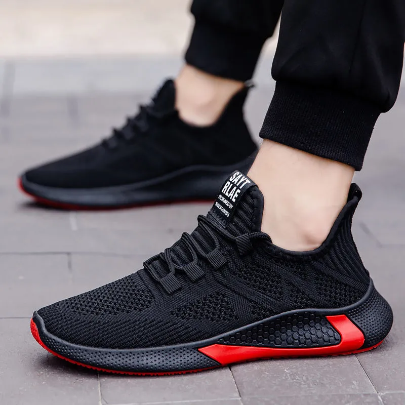 Men's Lace Up Casual Men's Shoes Fly Woven Mesh Breathable