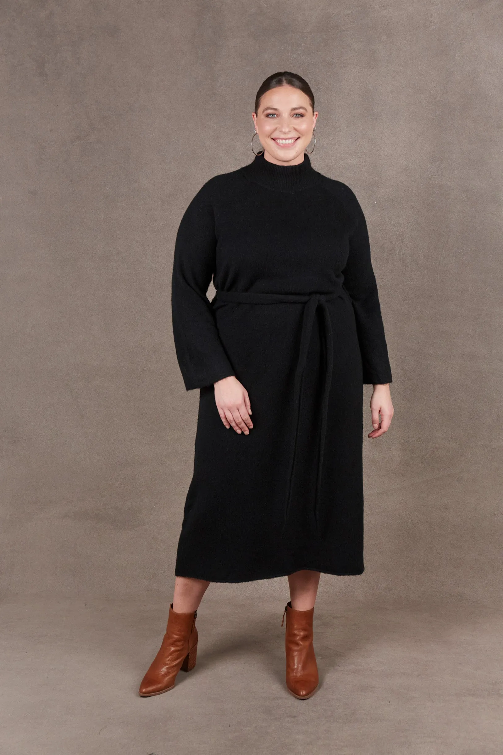 Paarl Tie Knit Dress - Ebony