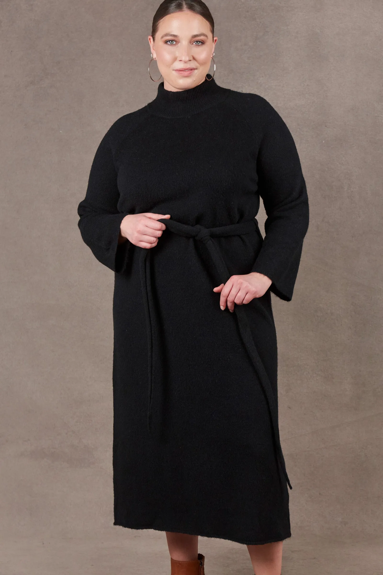 Paarl Tie Knit Dress - Ebony