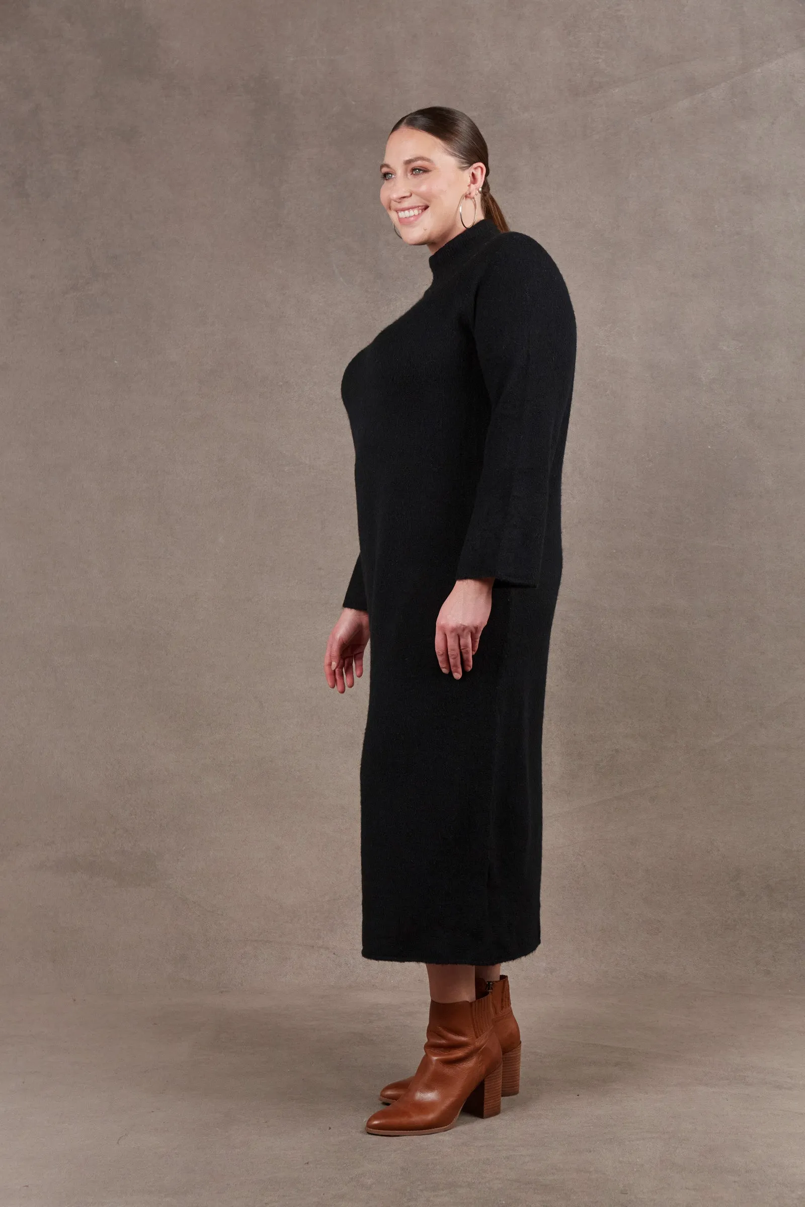 Paarl Tie Knit Dress - Ebony