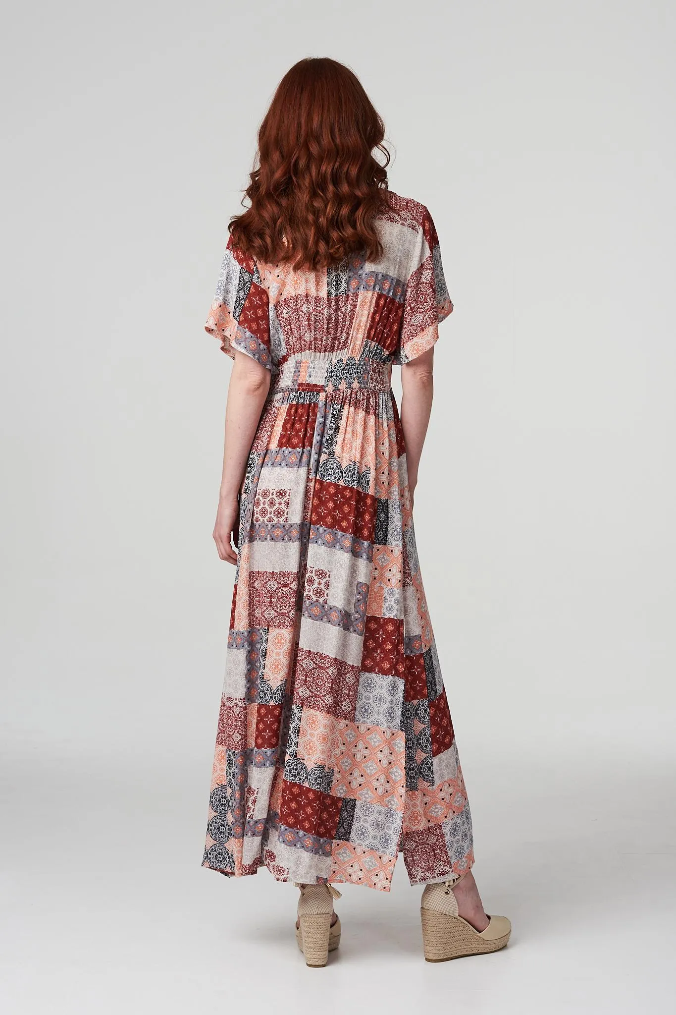 Patchwork Side Split Maxi Dress