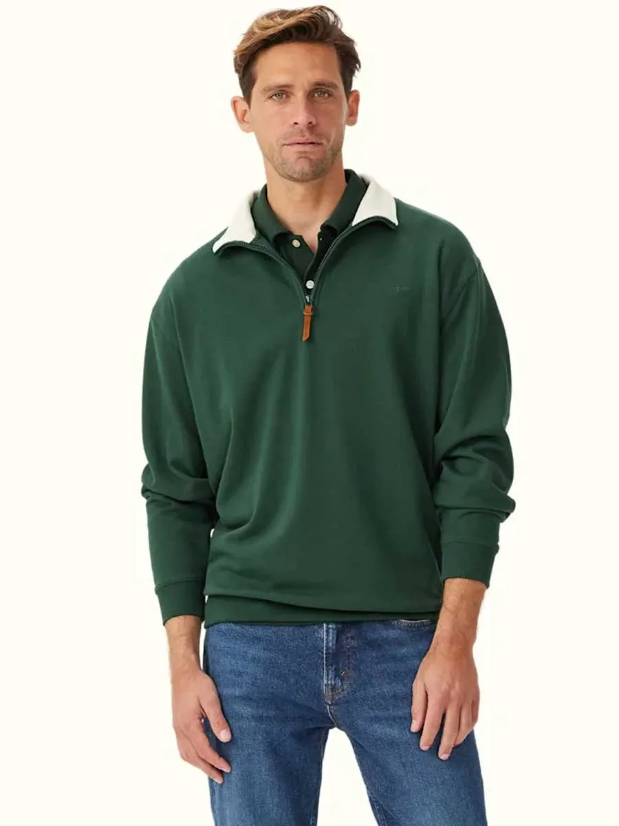 RM WILLIAMS Mulyungarie Quarter Zip Fleece - Men's - Bottle Green