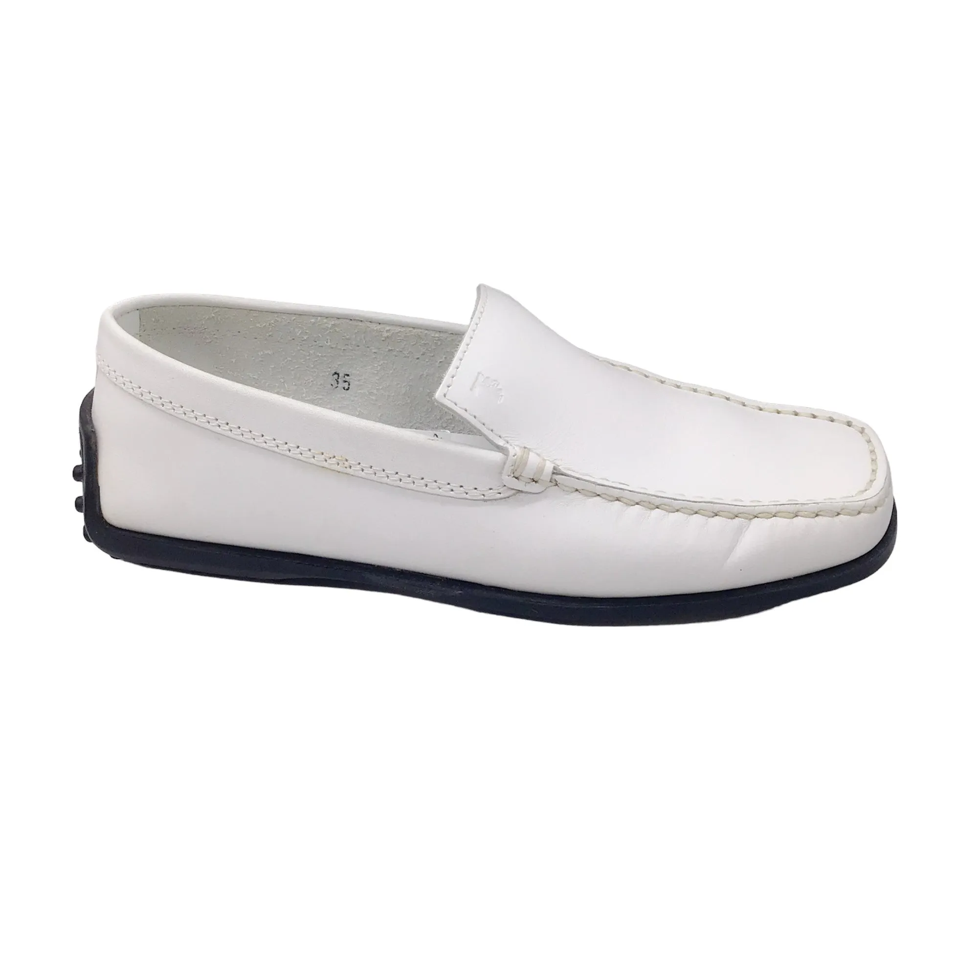 Tod's White Square Toe Leather Loafers