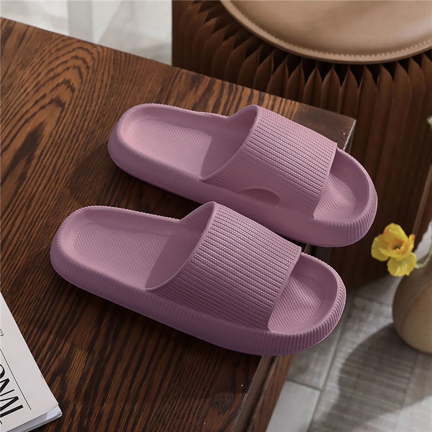 Women's Super Soft Eva Thick Platform Minimalist And Comfortable Indoor Bathroom Non-Slip Slippers